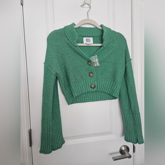 NWOT Urban Outfitters BDG Green Cropped Cardigan Sweater Size XS - Picture 4 of 11